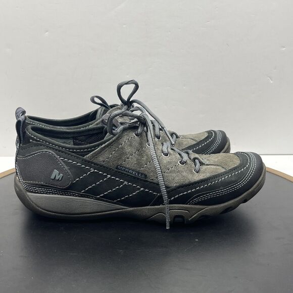 Merrell Shoes - Merrell Mimosa Lace Shoes Women 6 US Gray Suede Leather Low Top Comfort Walking